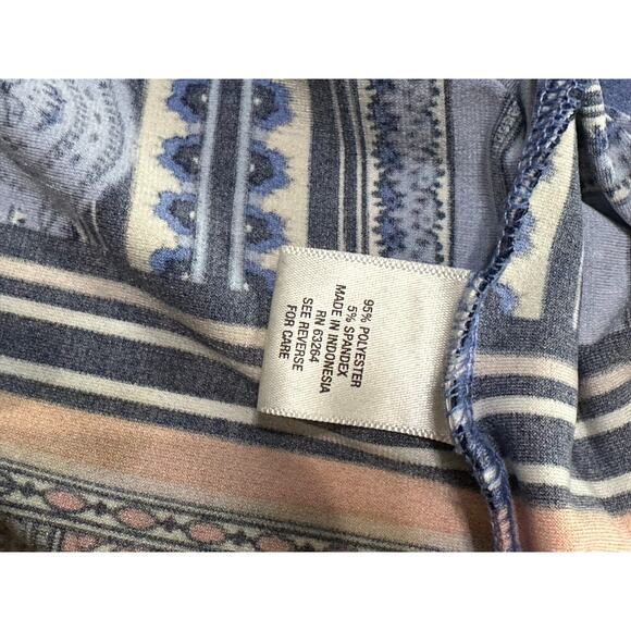 Women's size 16 blue, black, peach multi colored knee length short sleeve dress - Picture 4 of 5